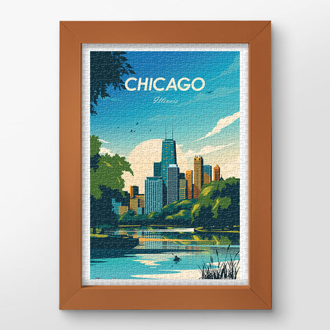 Pintoo H3304 World Travel by Studio Inception - Chicago - 600 Piece Jigsaw Puzzle