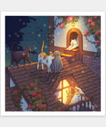 Pintoo H3454 Night on the Roof by  Limduey - Kitten's Life Routine - 900 Piece Jigsaw Puzzle