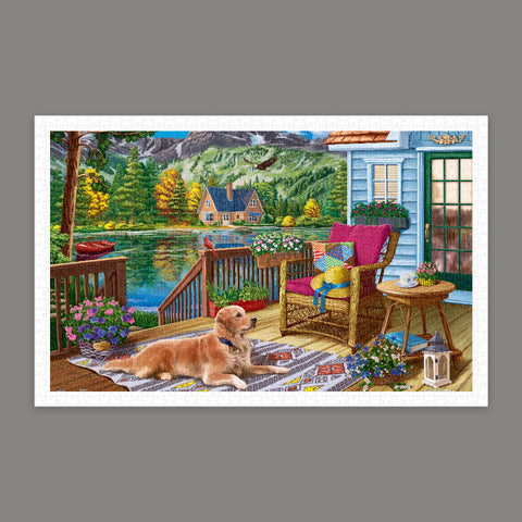 Pintoo H3610 Terrace Near the Mountain Lake by Image World - 1000 Piece Jigsaw Puzzle