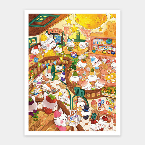 Pintoo H3750 Bana Rabbit Café & Puzzle Shop - 1200 Piece Jigsaw Puzzle by Bananini