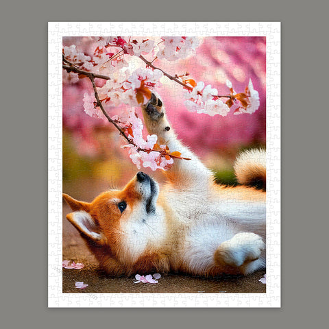 Pintoo H3957 Shiba among Flowers - 500 Piece Jigsaw Puzzle by Lazy Spring