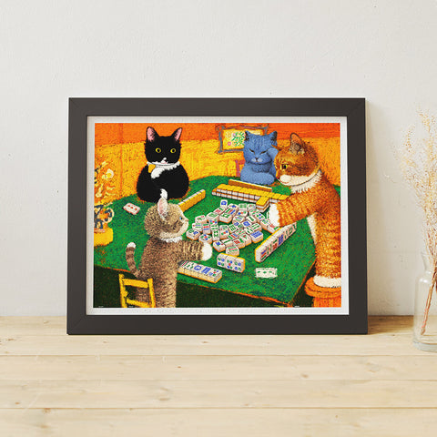 Pintoo H4052 A Few Rounds of Meow Generals - Mahjong Friends Kitten - 1200 Piece Jigsaw Puzzle by Niuniu in Famous Paintings