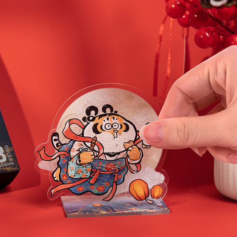 Pintoo HD1021 Flowers Bloom and the Moon is Fully Fat - Standing Puzzle Jigsaw Puzzle by Alexander the Fat Tiger