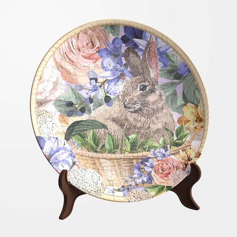 Pintoo PL1009 Easter Bunny Flowers - 3D Puzzle Plate Jigsaw Puzzle
