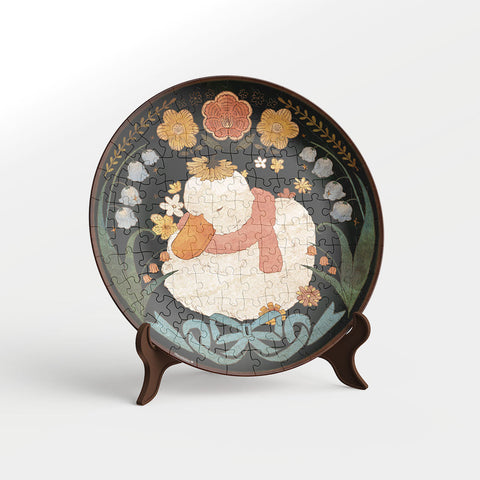 Pintoo PL1020 Dreaming in Night Garden - 3D Puzzle Plate Jigsaw Puzzle by Fluffy Naps