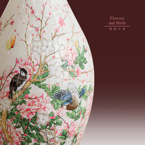 Flowers and Birds - 3D Puzzle Vase Jigsaw Puzzle